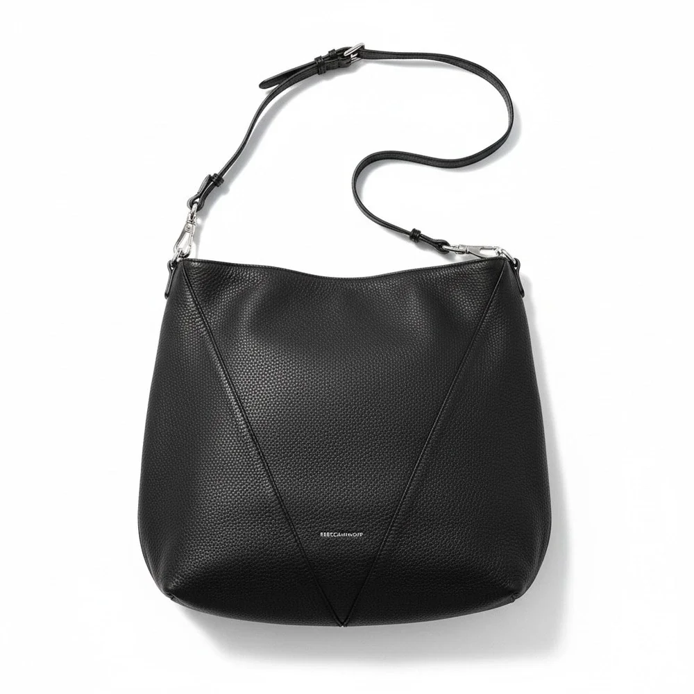 Rebecca Minkoff Black Leather Hobo Shoulder Bag Zipper Accents